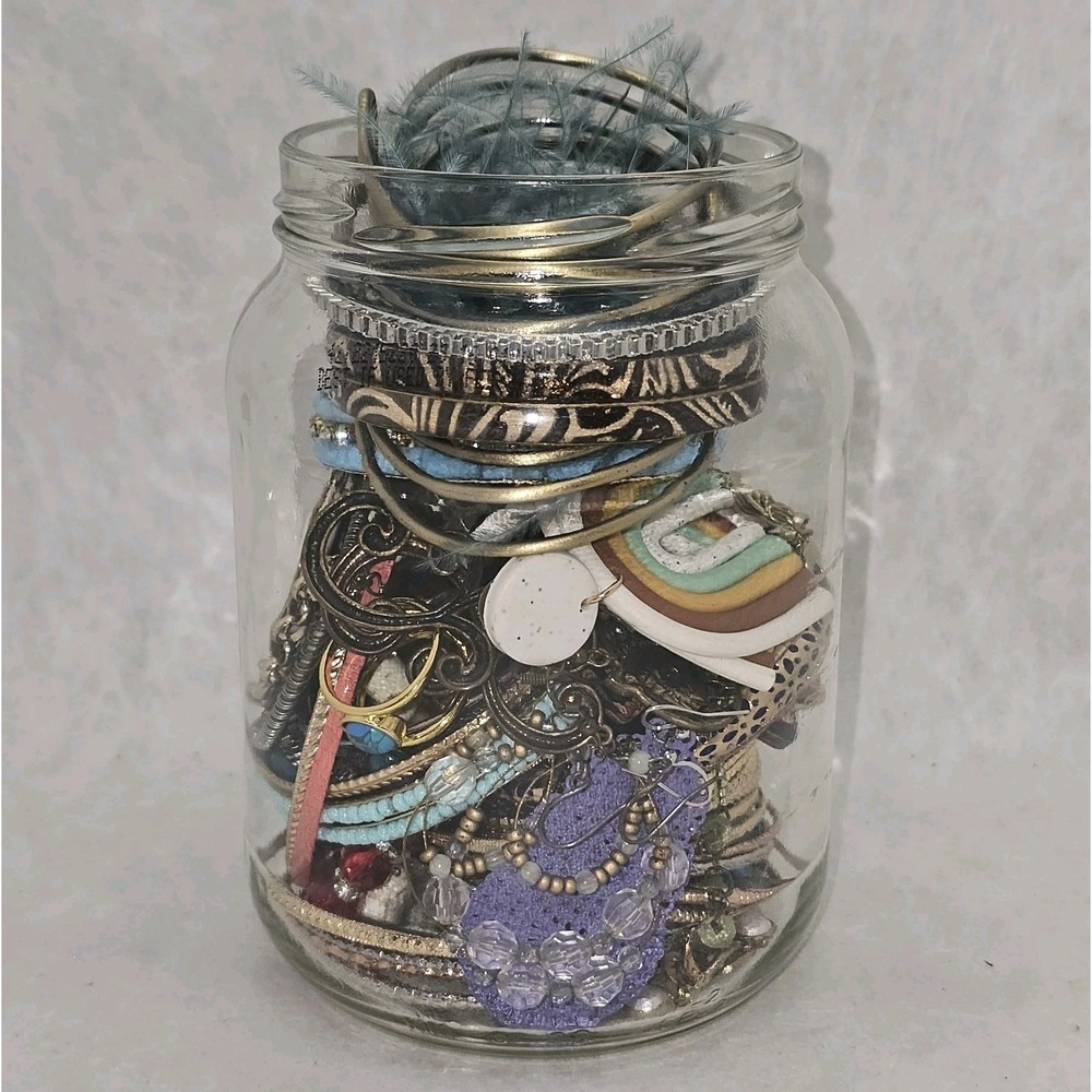 2.5lbs Jewelry Jar BOHO Southwestern Style Costume Earrings Bracelets Rigs